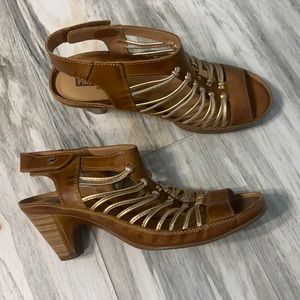Pikolinos Brown/Gold Leather Heel (38)